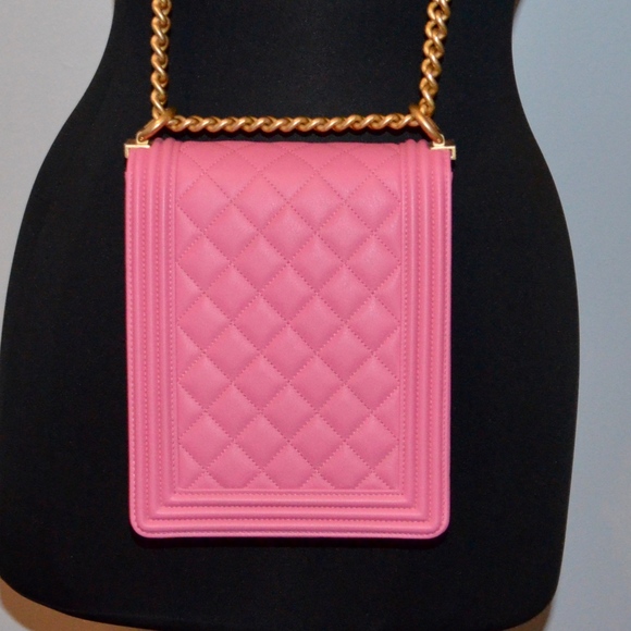 NWT CHANEL BOY FLAP BAG LEATHER CHAIN HANDBAG - Picture 5 of 8